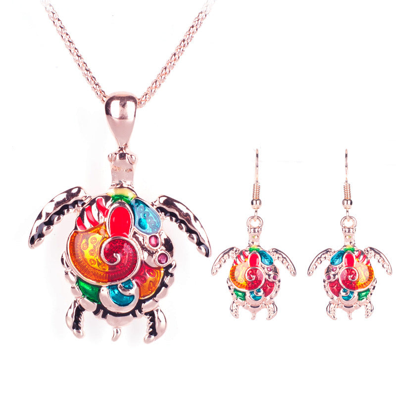 Rainbow Turtle Jewelry Set