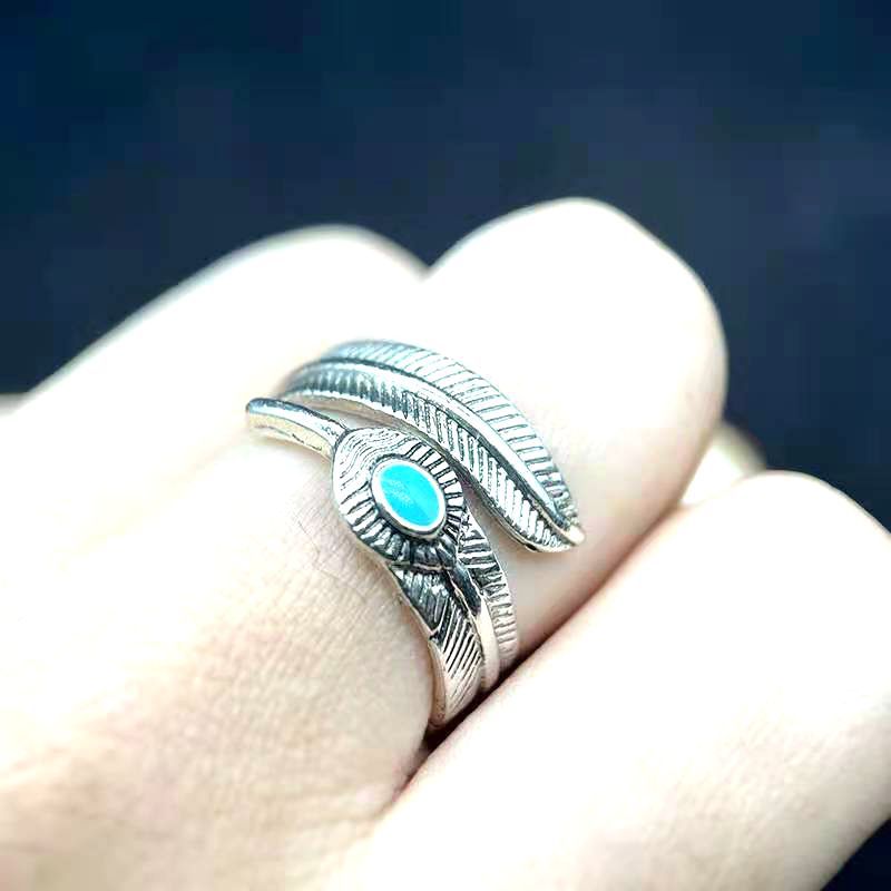 European And American Feather Leaf Ring