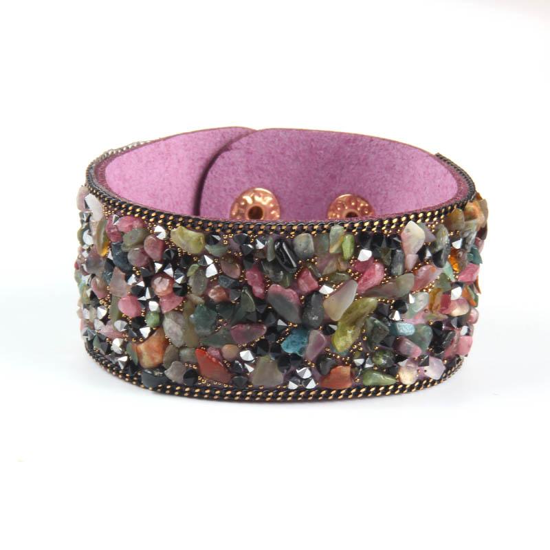 Crystal Stone Slake Leather Bracelet-Charm Bracelets-Kirijewels.com-purple-Kirijewels.com