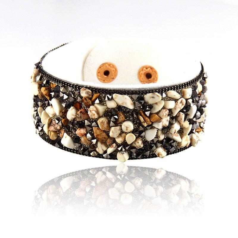 Crystal Stone Slake Leather Bracelet-Charm Bracelets-Kirijewels.com-white-Kirijewels.com