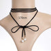 Black Velvet Ribbon Long necklace/2-Choker Necklaces-Kirijewels.com-Gold With Beads-Kirijewels.com