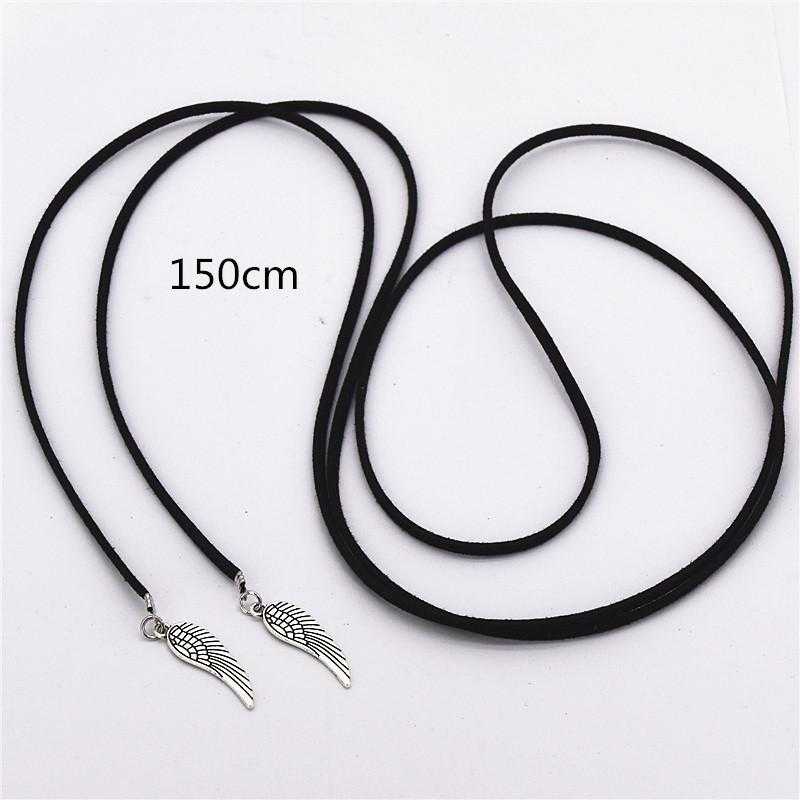 Free Black Velvet Ribbon Long necklace-Choker Necklaces-Kirijewels.com-Silver With Feather-Kirijewels.com