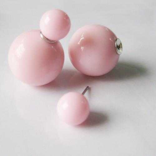 Brinco Double Side Pearl Earrings-Stud Earrings-Kirijewels.com-candy pink-Kirijewels.com