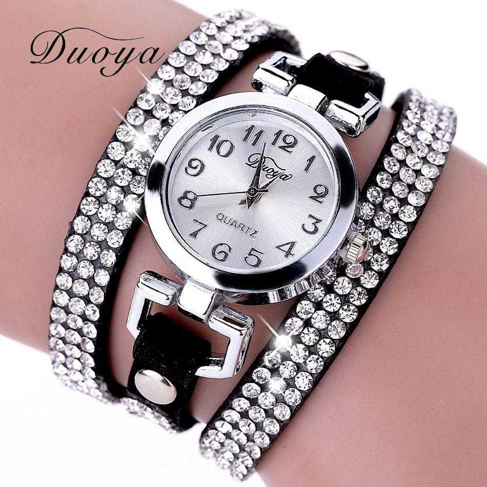 Luxury Rhinestone Bracelet Wristwatch-Watch-Kirijewels.com-Black-Kirijewels.com