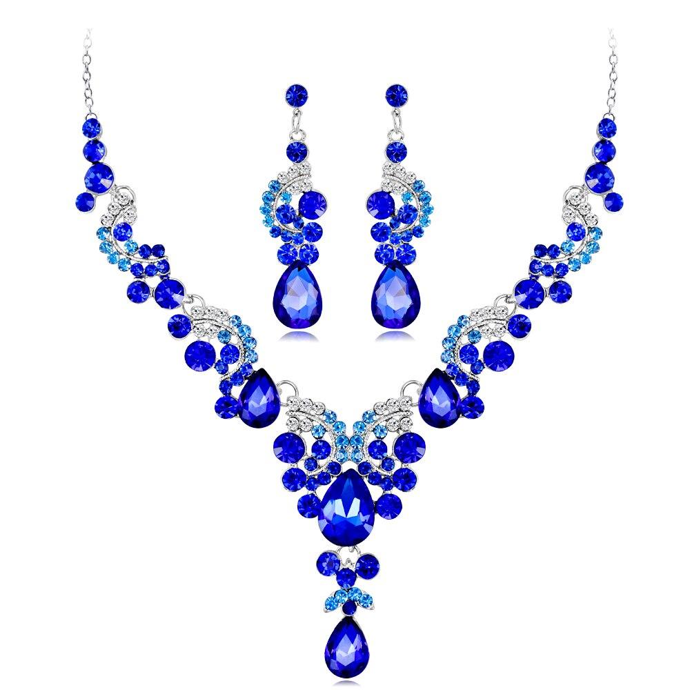 Indian Bridal Crystal Flower Jewelry Set - Kirijewels.com