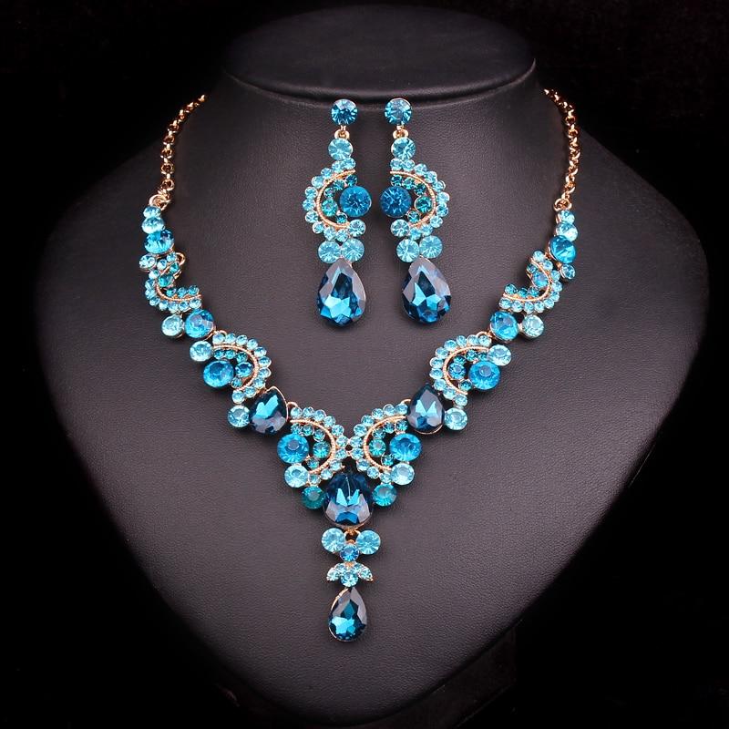 Indian Bridal Crystal Flower Jewelry Set - Kirijewels.com