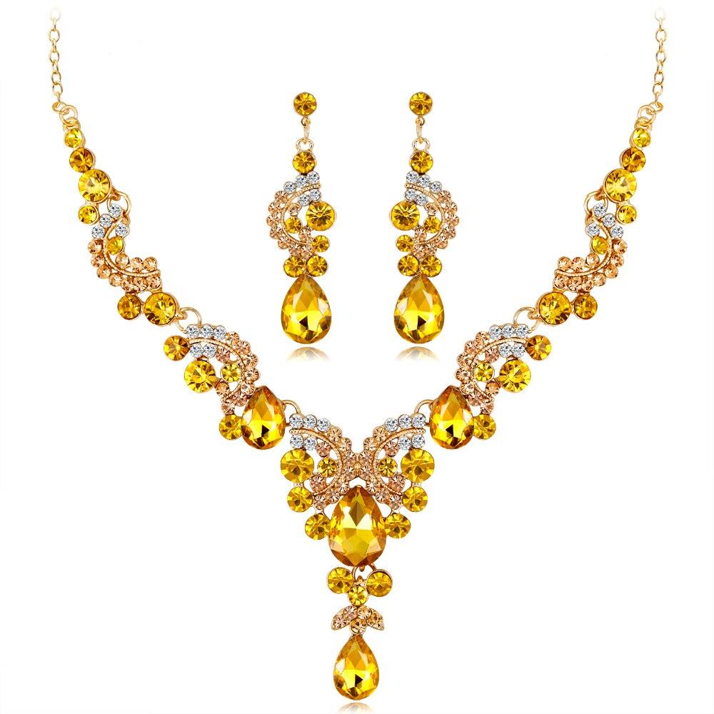 Indian Bridal Crystal Flower Jewelry Set - Kirijewels.com