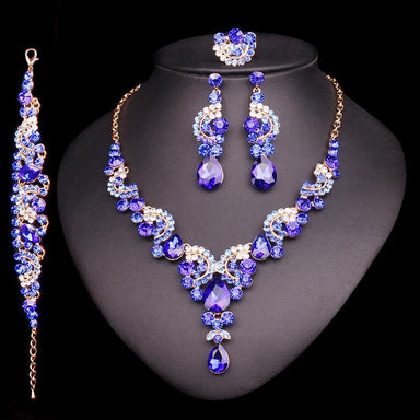 Indian Bridal Crystal Flower Jewelry Set - Kirijewels.com