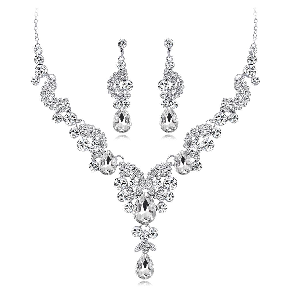 Indian Bridal Crystal Flower Jewelry Set - Kirijewels.com