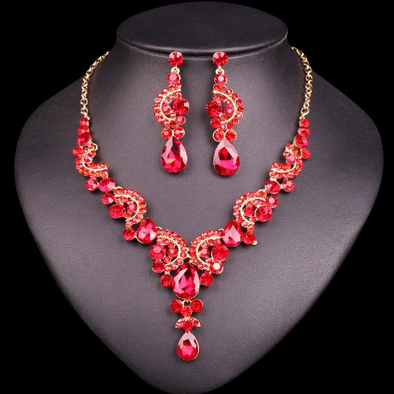 Indian Bridal Crystal Flower Jewelry Set - Kirijewels.com