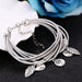 Handmade Silver Multilayer Leaf Bracelet-Strand Bracelets-Kirijewels.com-silver SL747A-Kirijewels.com