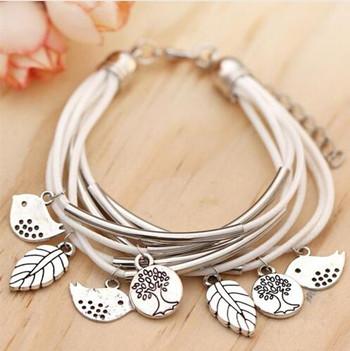 Handmade Silver Multilayer Leaf Bracelet-Strand Bracelets-Kirijewels.com-WHITE-Kirijewels.com