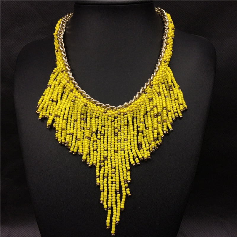 Adore Hand-Woven Beads Statement Necklace