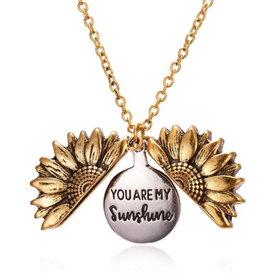 Engraved Locket You Are My Sunshine Sunflower Necklace - Kirijewels.com