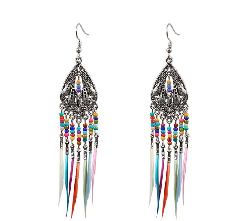 Rainbow Beads Feather Earrings - Kirijewels.com