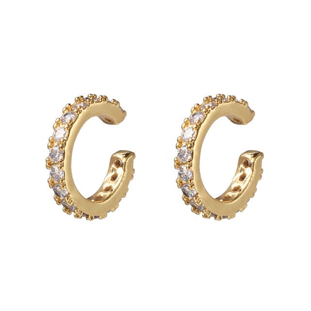 Bohemia Rhinestone Pearl Stackable Wedding Clip Earrings