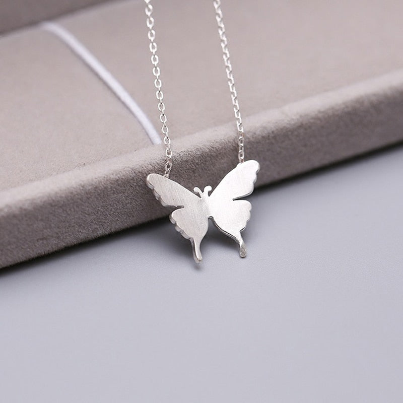 Romantic 925 Sterling Silver MInimalist Butterfly Necklace