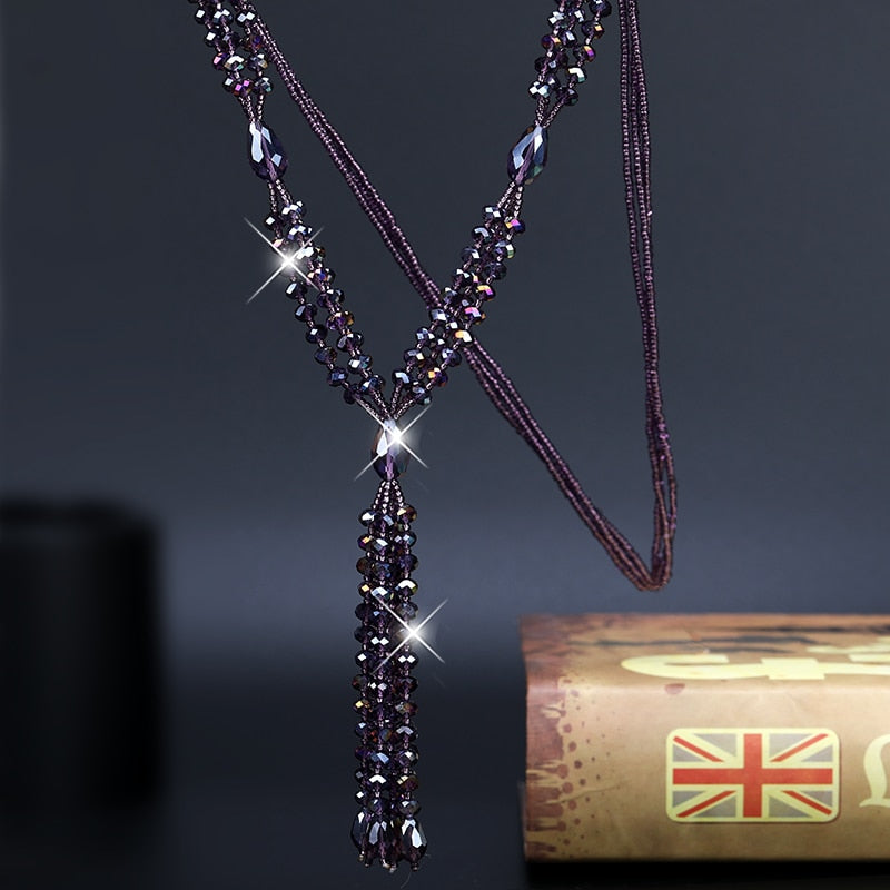Boho Shiny Crystal Beads Necklace