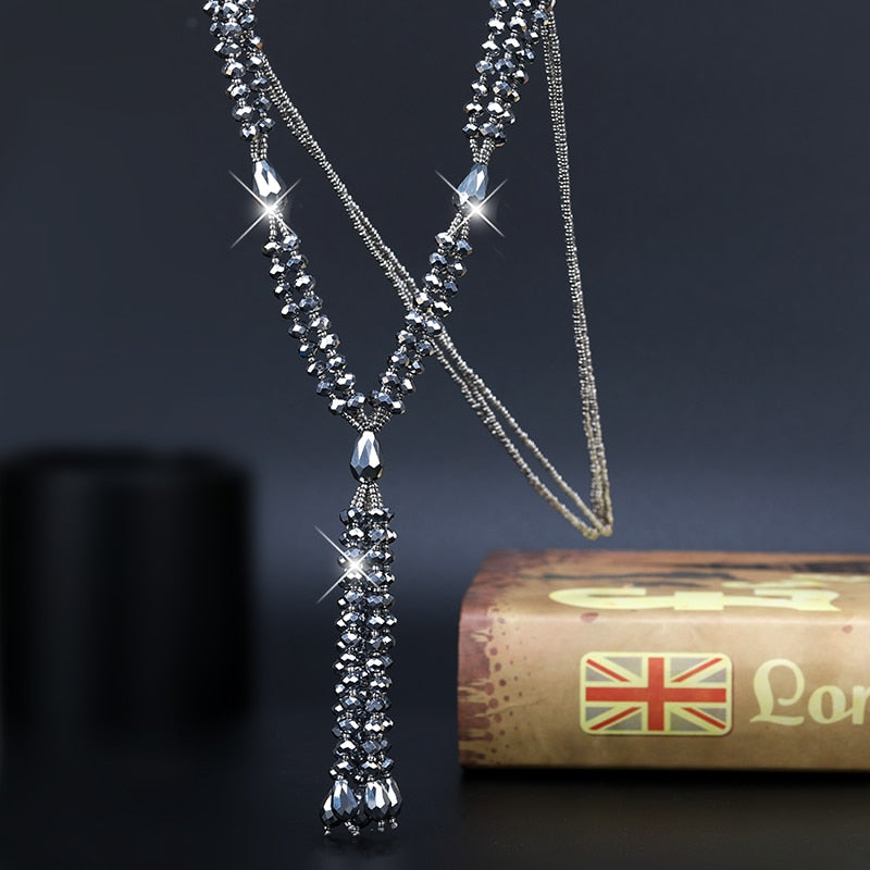 Boho Shiny Crystal Beads Necklace