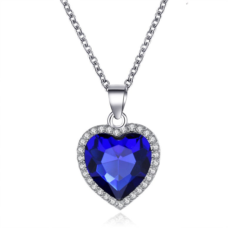 Blue Crystal Titanic Heart of Ocean Necklace