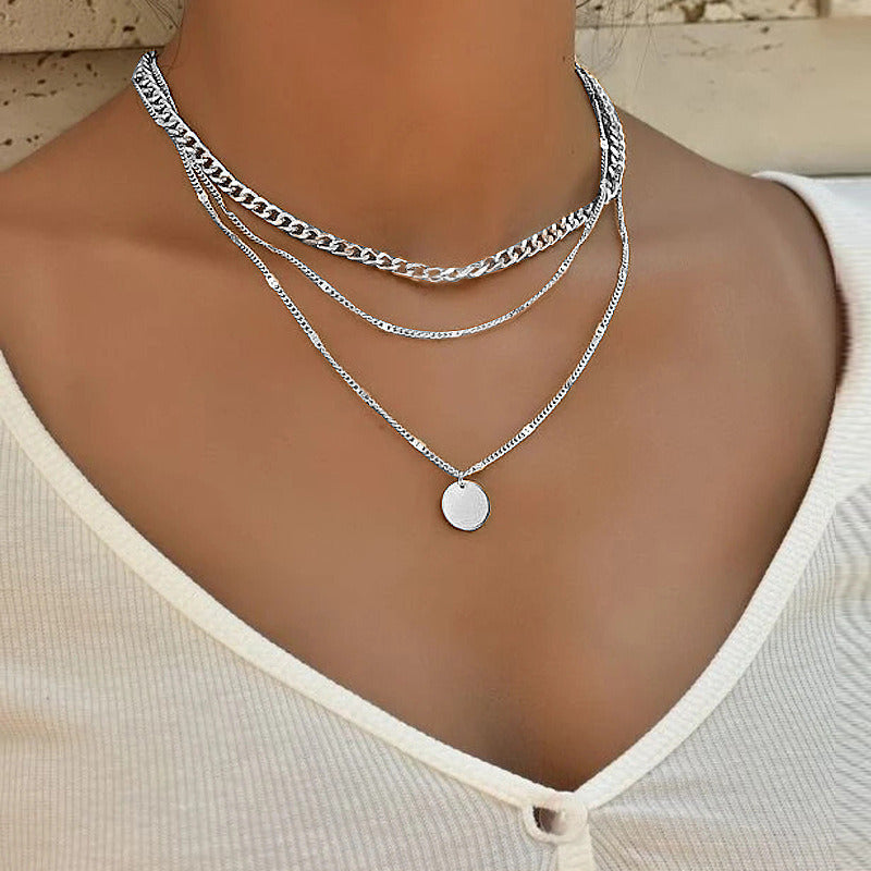 Double Link Chain Metal Heart Party Necklace