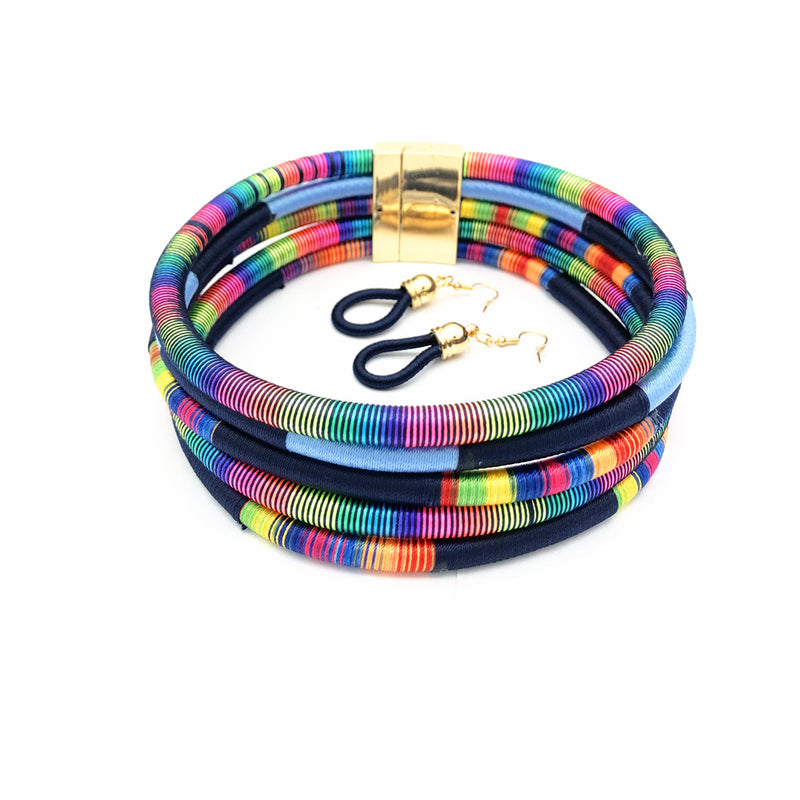 Eva Colorful Magnet Choker Rope Chain Necklace