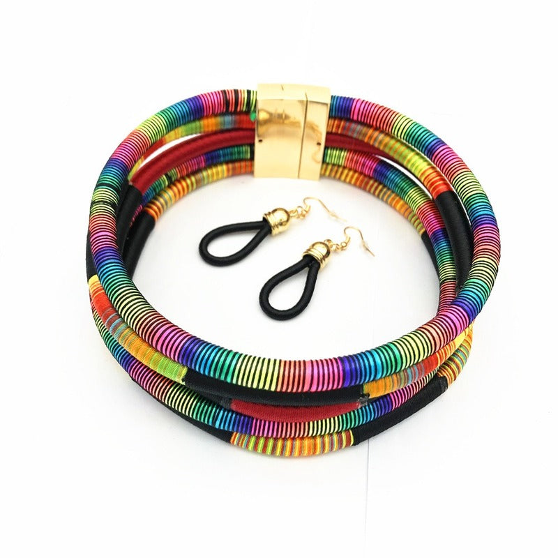 Eva Colorful Magnet Choker Rope Chain Necklace