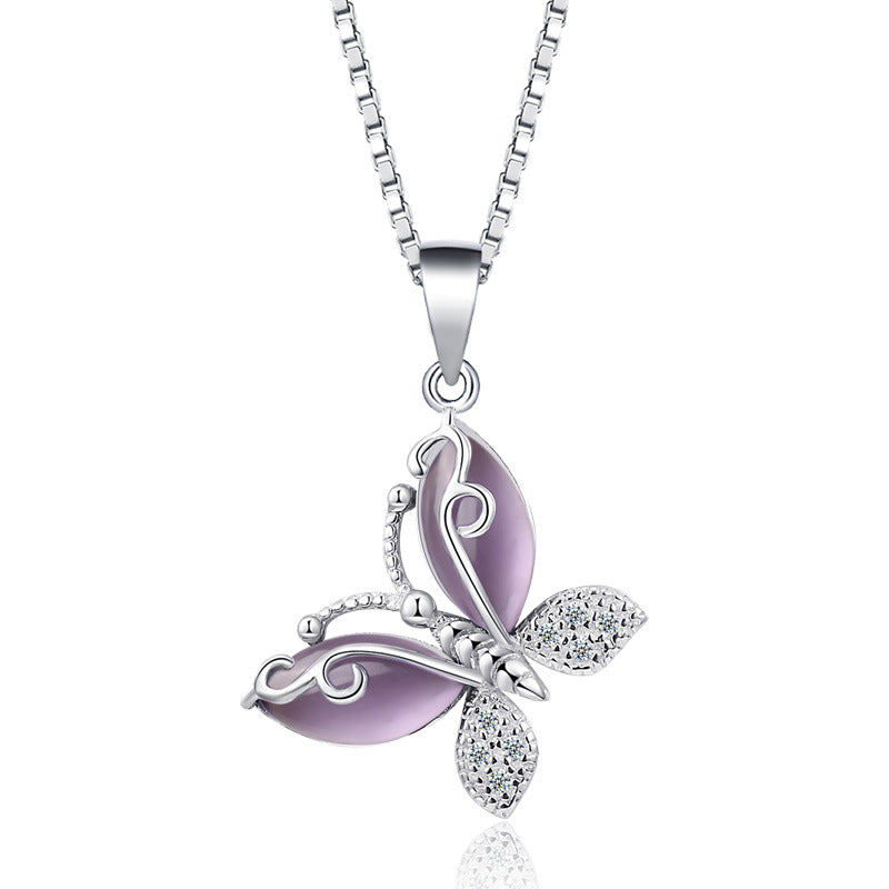 Sterling Silver Crystal Butterfly Necklace