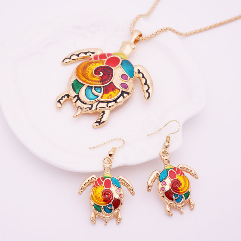 Rainbow Turtle Jewelry Set