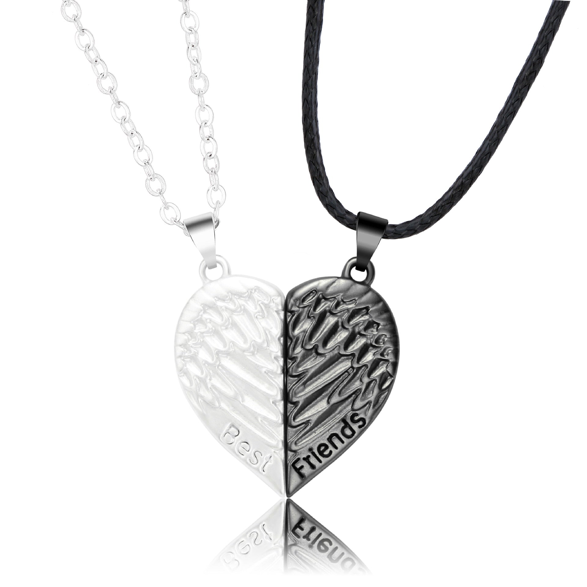 Water Wave Magnetic Heart Couple Wedding Necklace