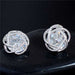 Hearts & Flower Cubic Zirconia Crystal Stud Earrings-Stud Earrings-Kirijewels.com-White-Kirijewels.com
