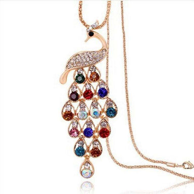 Colorful Peacock Long Pendant Necklace-Chain Necklaces-Kirijewels.com-gold-Kirijewels.com