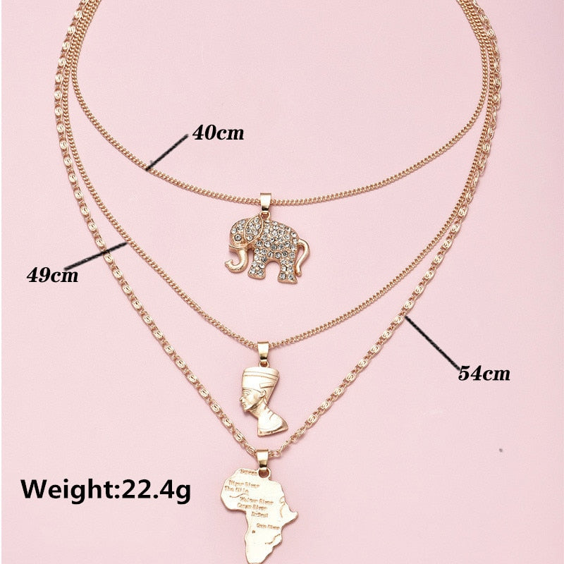 Pyramid Multilayer Elephant Necklace