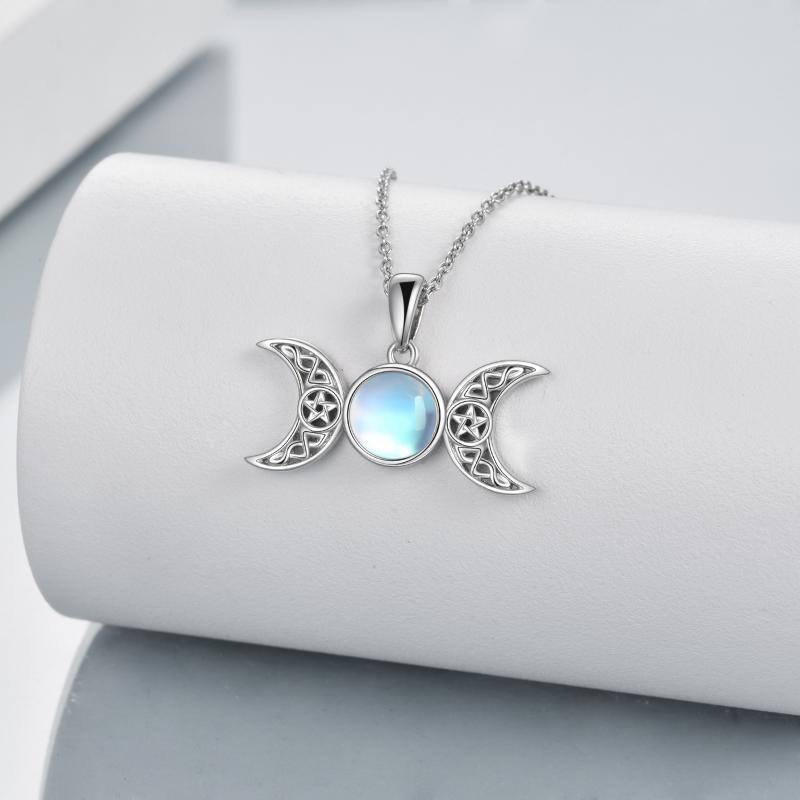 Moonstone Sterling Silver Triple Moon Necklace