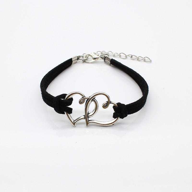 Love Heart Leather Charm Bracelet-Charm Bracelets-Kirijewels.com-Silver Infinity Love-Kirijewels.com