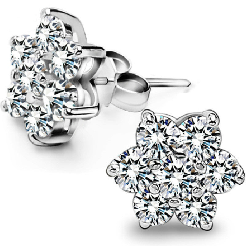 Zircon Full Diamond Snowflake Stud Earrings