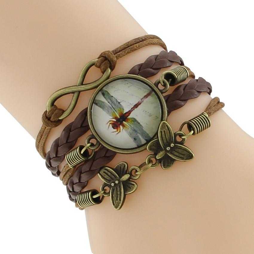 Free Infinity Dragonfly Butterfly Leather Bracelet-Chain & Link Bracelets-Kirijewels.com-Brown Dragonfly-Kirijewels.com