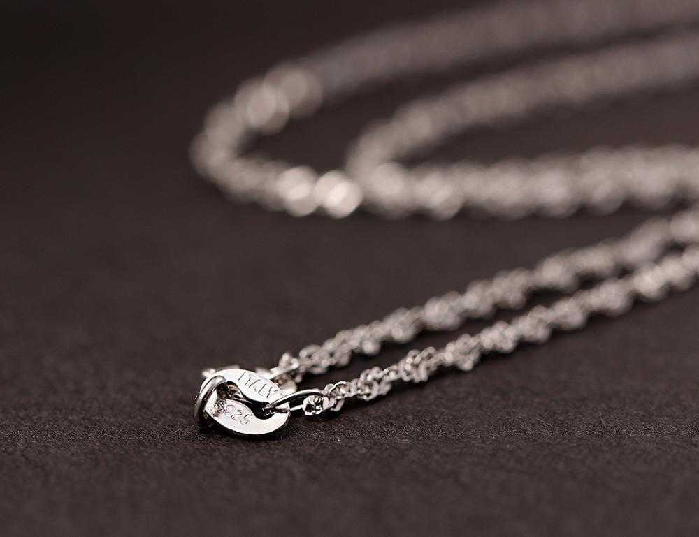 Genuine Sterling Silver Water Wave Chain Necklace-Chain Necklaces-Kirijewels.com-16in 40cm-Kirijewels.com