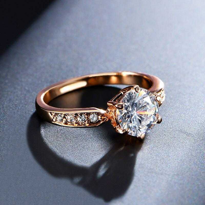Triple A Zircon Austrian Crystal Engagement Ring-Rings-Kirijewels.com-6-Rose Gold Color-Kirijewels.com
