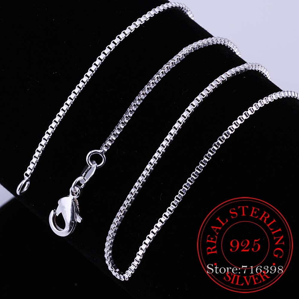 Ava 925 Sterling Silver Box Chain Necklace