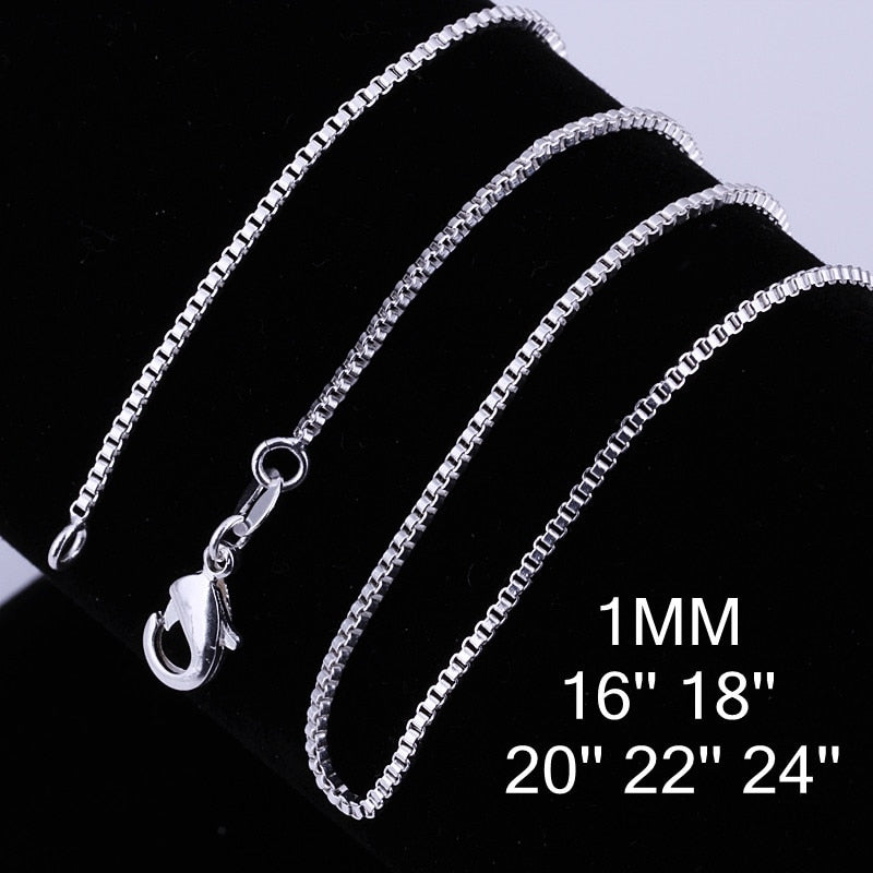 Ava 925 Sterling Silver Box Chain Necklace