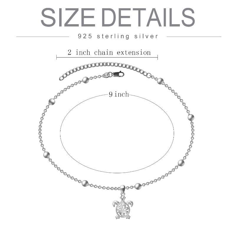 Sterling Silver Bead Chain Turtle Anklet Bracelet