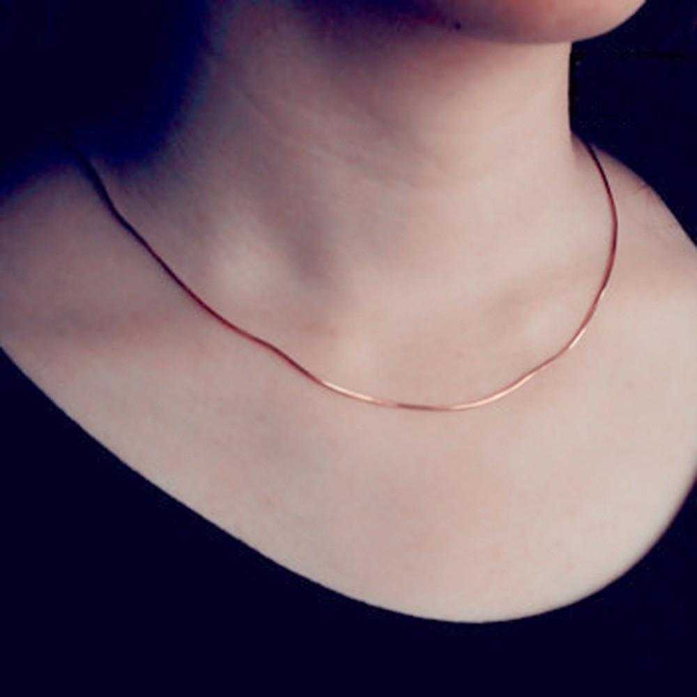 Korean Style Gold Snake Chain Necklace-Chain Necklaces-Kirijewels.com-Rose Gold-Kirijewels.com