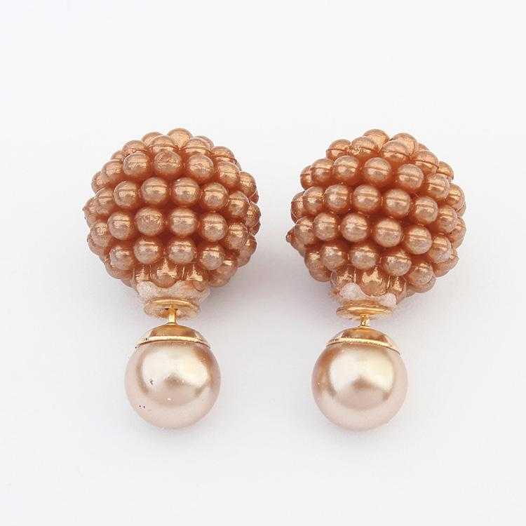 Double Side Imitation Pearl Fashion Earrings-Stud Earrings-Kirijewels.com-brown-Kirijewels.com