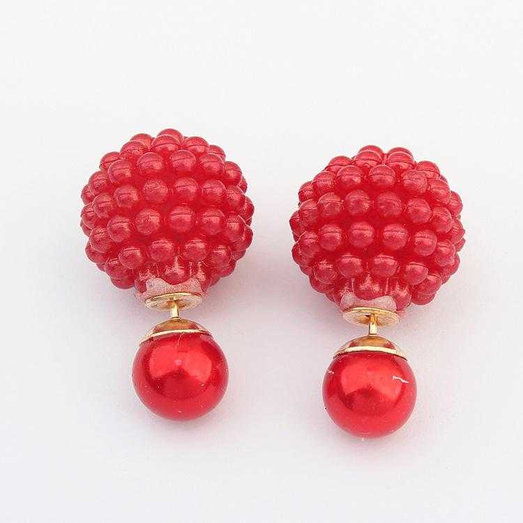 Double Side Imitation Pearl Fashion Earrings-Stud Earrings-Kirijewels.com-red-Kirijewels.com