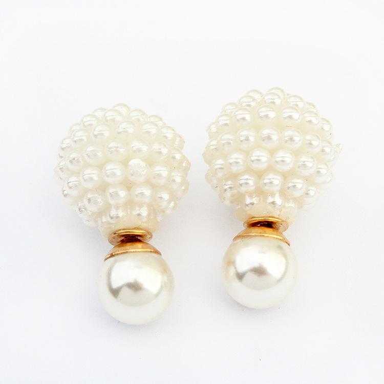 Double Side Imitation Pearl Fashion Earrings-Stud Earrings-Kirijewels.com-white-Kirijewels.com