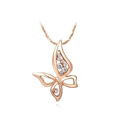 Rose Gold Butterfly Pendant Necklace-Pendant Necklaces-Kirijewels.com-2030202390-White-Kirijewels.com