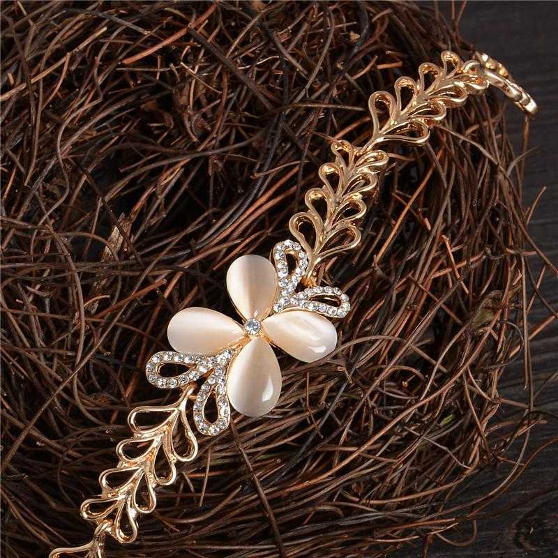 Gold Plated Opal Crystal Butterfly Bracelet-Chain & Link Bracelets-Kirijewels.com-gold-Kirijewels.com