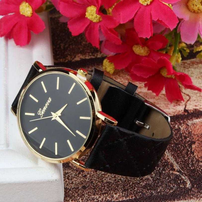 Geneva Casual Leather Analog Wristwatch-Women's Watches-Kirijewels.com-Red-Kirijewels.com
