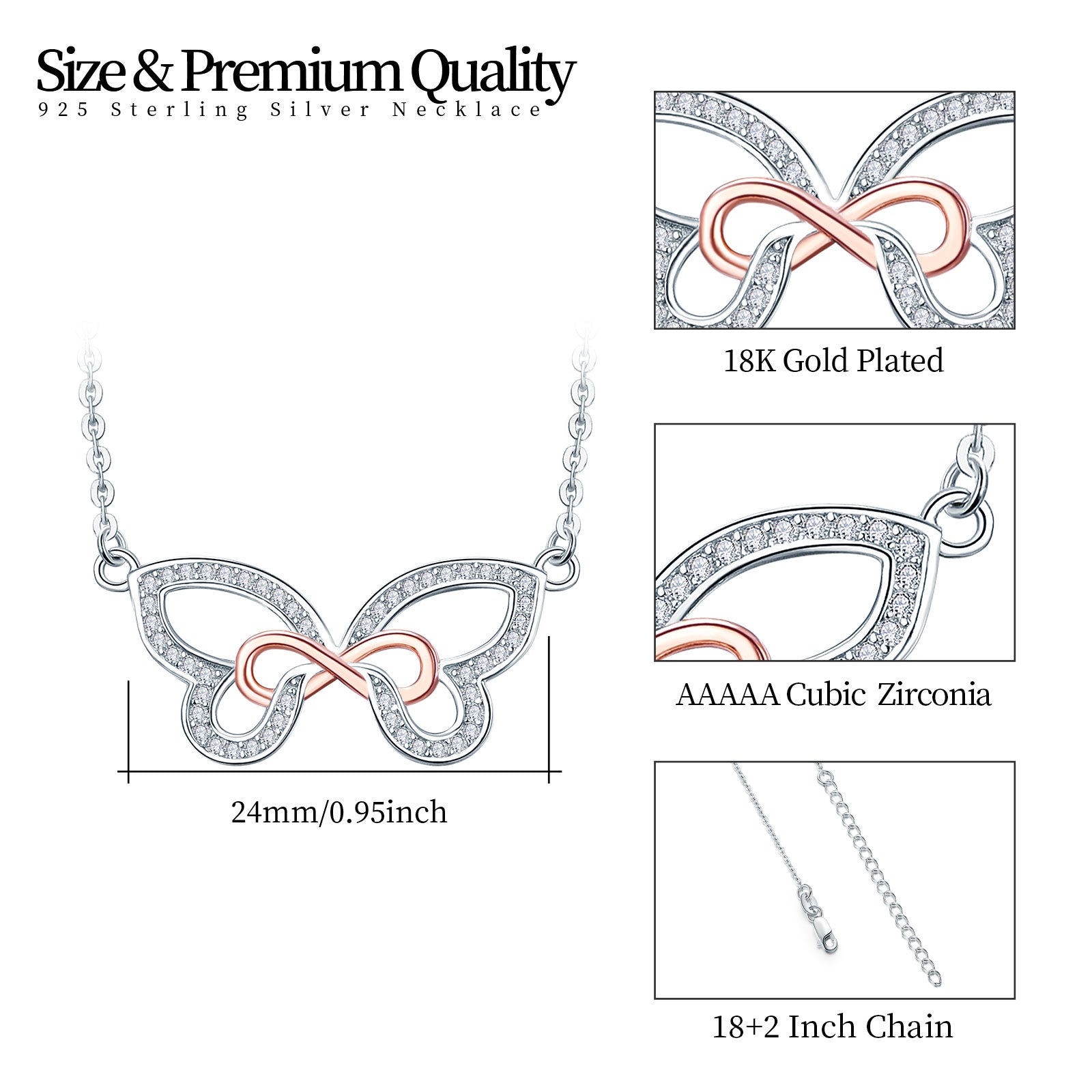 Sterling Silver Infinity Butterfly Necklace